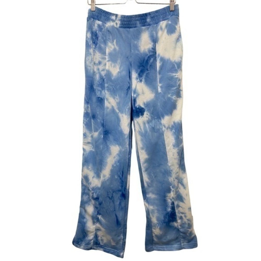 Refuge Athletics Blue & White Cloud Tie Dye Wide Leg Pull On Pants Size Large